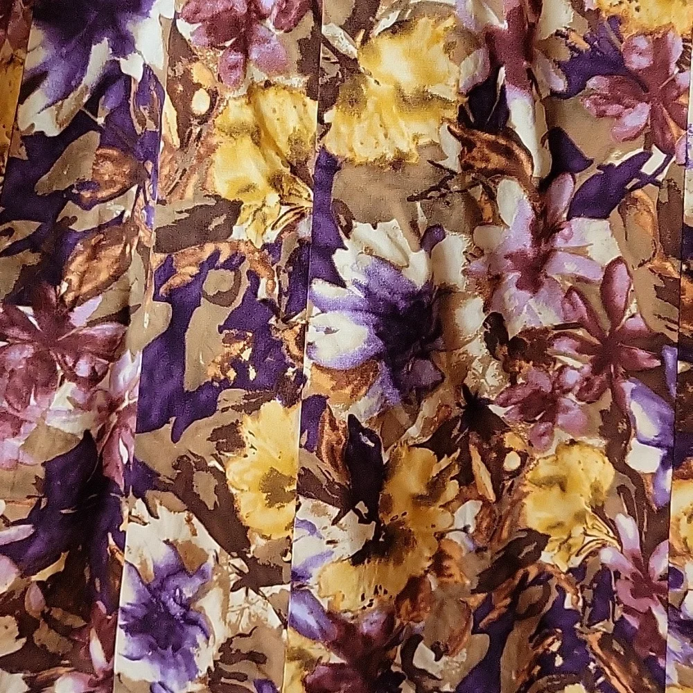 Apt. 9 Stretch Skirt 6 A-line Purple Brown Tan Yellow Floral